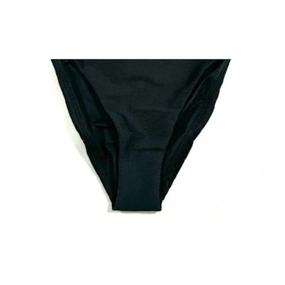NWT J. Crew Ribbed High Rise High Leg Cheeky Bikini Swim Bottom Black M #3156 - Picture 10 of 14